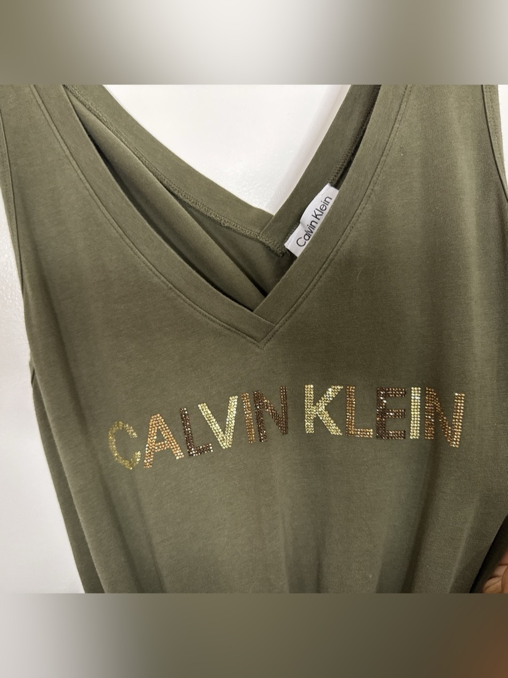 Calvin Klein Women's Olive V-Neck Romper Size Medium - Picture 3 of 6